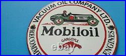 Vintage Mobil Mobiloil Porcelain Race Car Gargoyle Gas Service Station 7 Sign