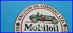 Vintage Mobil Mobiloil Porcelain Race Car Gargoyle Gas Service Station 7 Sign