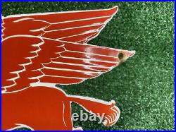 Vintage Mobil Pegasus Porcelain Sign Oil Gas Advertising Figural Flying Horse