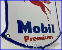Vintage Mobil Premium Gasoline Porcelain Sign, Gas Station, Pegasus Pump Plate