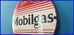 Vintage Mobilgas Porcelain Vacuum Oil Mobil Gas Service Station Pump Plate Sign