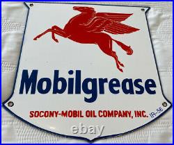 Vintage Mobilgrease Pegasus Porcelain Sign Motor Oil Service Gasoline Station