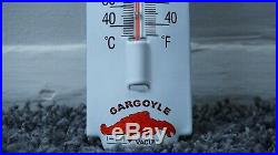 Vintage Mobiloil Gasoline Porcelain Gas Oil Thermometer Sign Pump Plate Gargoyle