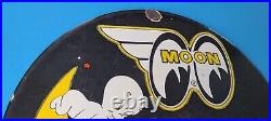Vintage Moon Eyes Automobile Porcelain Gas Auto Hot Rod Service Pump Plate Sign