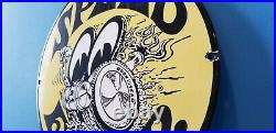 Vintage Moon Eyes Automobile Porcelain Gas Service Station Pump Drag Race Sign