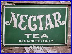 Vintage Nectar Tea Porcelain Sign 24 Coffee Drink Shop Diner Beverage Gas Oil