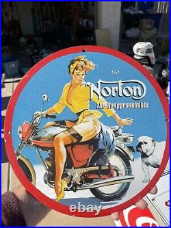 Vintage Norton Motorcycles Porcelain Sign 12 Gas & Oil Sign Gas Station Sign