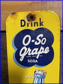 Vintage O-so Grape Soda Porcelain Sign General Store Cola Pop Drink Gas & Oil