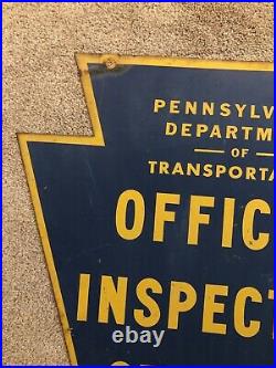 Vintage Official PA Inspection Station 2-Sided Retired Pennsylvania Sign