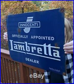 Vintage Officially Appointed Lambretta Dealer Porcelain Sign Italy Rare