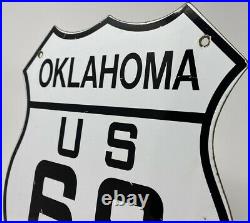 Vintage Oklahoma Ok Us Route 66 Porcelain Metal Highway Sign Gas Oil Road Shield
