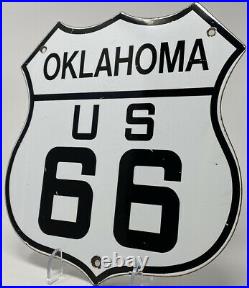 Vintage Oklahoma Ok Us Route 66 Porcelain Metal Highway Sign Gas Oil Road Shield