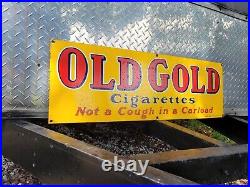 Vintage Old Gold Porcelain Sign Cigarette Tobacco Cigar Smoking Pipe Gas & Oil