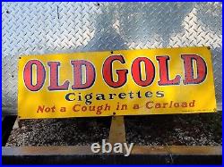 Vintage Old Gold Porcelain Sign Cigarette Tobacco Cigar Smoking Pipe Gas & Oil