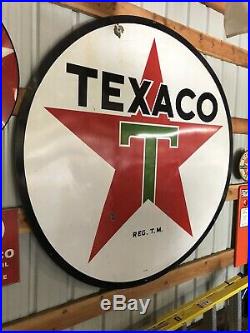 Vintage Original 72 Texaco Gas Double Sided Station Porcelain Sign 6ft 1956