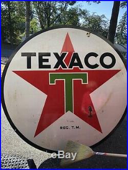 Vintage Original 72 Texaco Gas Double Sided Station Porcelain Sign 6ft 1956