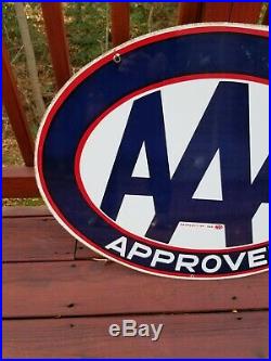 Vintage Original AAA Auto Club Approved Service Station Porcelain Sign Gas Oil