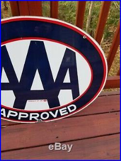 Vintage Original AAA Auto Club Approved Service Station Porcelain Sign Gas Oil