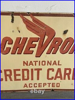 Vintage Original CHEVRON GAS STATION Credit Card Sign- RARE Standard Oil