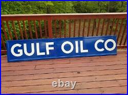 Vintage Original Gulf Oil Corporation Porcelain Sign 111x21