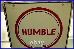 Vintage Original Humble Continuously Improved Gas Pump Plate Sign 18 x 10 3/4