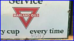 Vintage Original Marland Oil Company Porcelain Grease Sign Good Condition