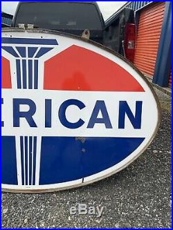 Vintage Original Porcelain American Gas Sign Dealer Service Station Gas Pump Can