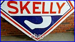 Vintage Original Skelly Oil Co Two-Sided 4 ft. Porcelain Sign Good Condition