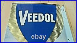 Vintage Original Veedol Flying A Motor Oil Double Sided Porcelain Flange Sign