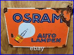 Vintage Osram Porcelain Sign Gas Lighting Man Cave Auto Lampen Light Bulb Oil