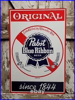 Vintage Pabst Blue Ribbon Porcelain Sign 30 Pbr Beer Bar Lager Gas Oil Service