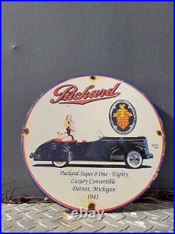 Vintage Packard Porcelain Gas Sign Car Auto Dealer Signage Motor Oil Service