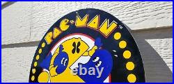 Vintage Pacman Porcelain Gas Oil Pac-man Video Game Atari Arcade Service Sign