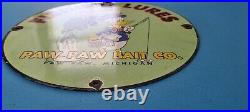 Vintage Paw Paw Bait Porcelain Fishing Lures Sales Tackle General Store Sign