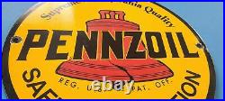 Vintage Pennzoil Gasoline Porcelain Quality Lube Oil Service Station Pump Sign