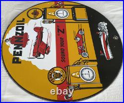 Vintage Pennzoil Porcelain Service Sign, Gas Station, Pump Plate, Motor Oil