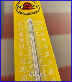 Vintage Pennzoil Porcelain Thermometer Gas Staion Motor Oil Service Pump Plate