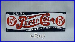 Vintage Pepsi Cola Porcelain Sign Gas Oil Metal Service Station Pump Plate Soda