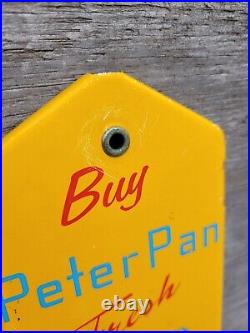 Vintage Peter Pan Bread Porcelain Sign Bakery Door Push Cake Flour Food Gas Oil