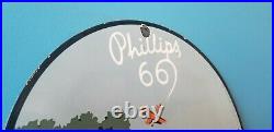 Vintage Phillips 66 Gasoline Porcelain Gas Service Station Oil Rack Pump Sign