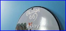 Vintage Phillips 66 Gasoline Porcelain Gas Service Station Oil Rack Pump Sign