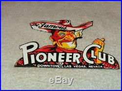 Vintage Pioneer Club Casino Las Vegas Nevada 7.5 Porcelain Metal Gas Oil Sign
