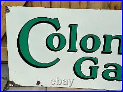 Vintage Porcelain Colonial Gas Station Sign Garage Oil Advertising Double Sided