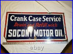 Vintage Porcelain Crank Case Service Socony Motor Oil Sign