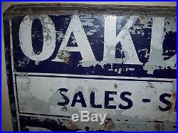 Vintage Porcelain Oakland Pontiac Sales-Service 2 Sided Sign-Garage-Gas Station