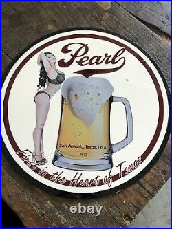 Vintage Porcelain Pearl Beer Sign