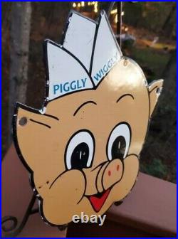 Vintage Porcelain Piggly Wiggly Grocery Advertising Sign