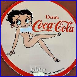 Vintage Porcelain Sign Coca Cola Drink Betty Boop Gas Oil Station Pump Plate