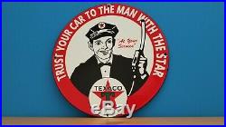 Vintage Porcelain Texaco Gasoline Service Station Attendant Pump Plate Sign