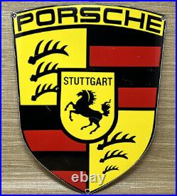 Vintage Porsche Porcelain Dealership Sign Gas Oil Pump Plate Ferrari Audi 911